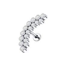 1 đôi khuyên tai đính đá Cubic Zirconia hai hàng bằng titan, ren trong, thích hợp cho xỏ sụn tai, dái tai và vành tai. - TC072 - Xem 18
