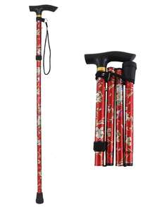 Foldable Hiking Pole, Aluminum Alloy Adjustable 5-Section Collapsible Walking Stick, Convenient For Outdoor Climbing, Trekking, Elderly Anti-Slip Cane