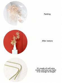 1 件 28 厘米塑料季节性装饰圣诞花，金色人造圣诞星花，适用于派对装饰、家居装饰、摄影道具、圣诞节 - 金色 - 查看 5