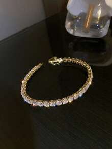 Edelstahl Tennis Armband, verstellbare AAA Kubikzirkonia Kristall Halskette Anhänger Kette, Premium Schmuck