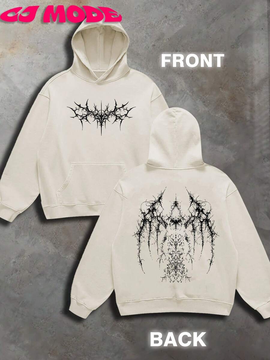 Thorn Veil Vintage Hoodies For Men,(250g Polyester),Graphic Hoodies,Sweatshirts,Y2k Hoodie,Christian Clothes - 杏色 - 查看 1