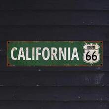 Vintage 'California' Metal Sign - 16x4 Inches Route 66 Vintage Wall Art, Suitable Home, Bar, Cafe, Or Restaurant Decoration - Classic Green Distressed Design, Bar Wall Art|Vintage Route 66|Metal Iron Plate