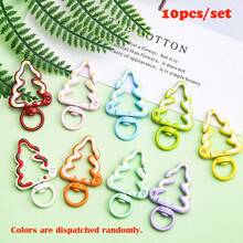10pcs Creative Hand-Painted Christmas Tree Enameled Spring Clasp Keychain Charms, Colorful Open Spring Clasp Jewelry Accessories