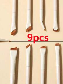 SHEIN X Milania 4pcs/7pcs/9pcs Eyeshadow Brush Smudge Eye Makeup Sleeper Silkworm Blade Detail Eyeliner Brush Complete Makeup Tools Makeup Brush Set Brush