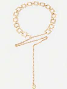 1 Peça Corrente de Cintura Geométrica Oca Minimalista Feminina, Adequada para Vestidos Diários e Acessório de Roupa Formal