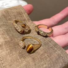 Mirad Serpentine Tiger Eye Stone Open Ring For Women, With A Unique And High-End Design, Retro Index Finger Ring, And Light Luxury Ring