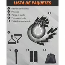 6Pcs Ligas de Resistencia para Ejercicio - 270lbs Bandas de Resistencia para Pull Up con Asas, Tubulares Bandas Elsticas con Ancla de Puerta, Correas de Tobillo, Bolsa y Pster - Negro+gris - Ver 7