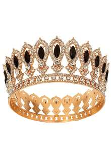 1 buc coroană rotundă aurie de lux, accesoriu metalic pentru păr, coroană de regină, decorațiune pentru petrecerea de nuntă, coafură elegantă pentru prințesă, recuzită pentru cosplay, petrecere de ziua de naștere pentru adulți, tiară de nuntă cu pietre accesorii de Ziua Îndrăgostiților - Aur - Vizualizare 10