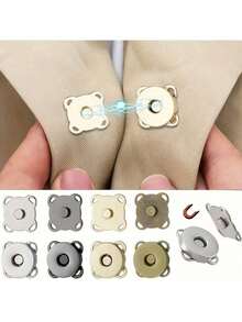 10pcs/4pcs Magnetic Buttons For Sewing, Cartoon Magnetic Invisible Buttons, Plum Blossom Magnetic Buttons, Sewing Buttons, Metal Invisible Sewn Buttons, Wallet Locks, DIY Making, Wallet, Handbag, Backpack, Accessories, 14mm Craft Knitting Button Set - Silver - View 1