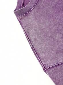 Retro Washed T-Shirt Double Sided Printed (230 Pure Cotton T-Shirt) 'HE CALLED ME TO FISH'  Letter And FISH Pattern Print, Mens TShirt, Mens Shirt Casual, Comfortable, Fashionable T-Shirt, Street Style Cotton - 紫丁香色 - 查看 3