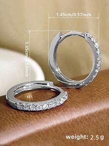 1 Paar modische 925 Sterling Silber Kubikzirkonia Creolen, Ohrringe für Hochzeit und Jahrestag, Ohrschmuck für Frauen, hochwertiger Schmuck