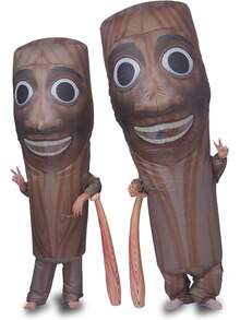 Inflatable Tung Costume Halloween Funny Italian Wooden Stick Man Costume Sahur Inflatable Costume With Stick - Kind - Übersicht 2