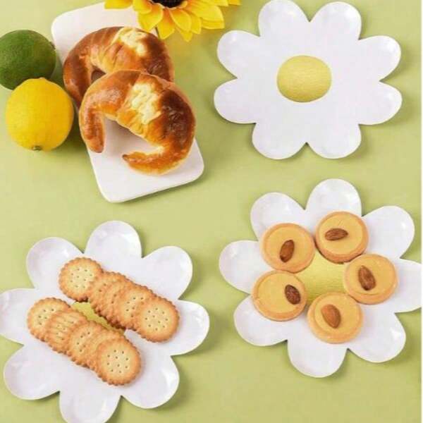 10 Pcs Daisy Paper Plates Flower Disposable Gold Foil Dessert Plates Sunflower Boho Groovy Party Plates For Summer Birthday Shower Wedding Tableware Supplies ,7 Inch/9 Inch Plate,Daisy Shape Plates White Daisy Flower Paper Food Plate Summer Spring Daisy Flower Party Decoration, Birthday, Wedding, Graduation, Cake Party, Fruit Party, Summer Party, Father's Day, Halloween, Thanksgiving, Christmas