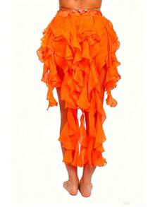 1 Piece Women S Belly Dance Hip Scarf Belt Skirt With Lace Up Tassel Hem Wave Skirt P