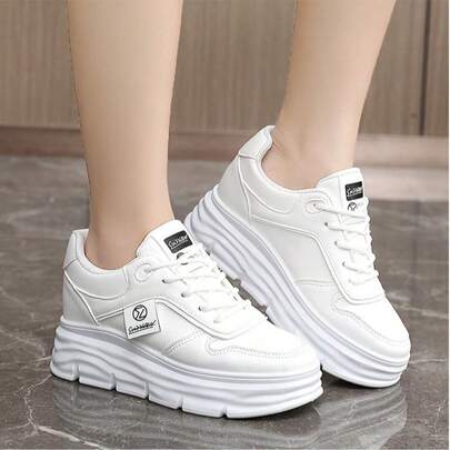 Women's Outdoor Sports Shoes, Casual Shoes, New White Shoes, High-Top, Thick Sole, Student Non-Slip, Versatile, Breathable Sneakers