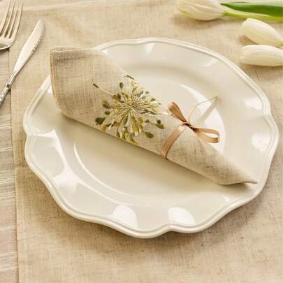 Cirelle 1/2/4 件精致绣花餐巾，绿色或棕色，装饰，防油污，适合家庭、节日、派对、餐厅、厨房、室内室外、露营