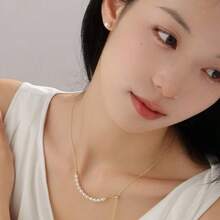 أقراط من الفضة الإسترليني عيار 925 مع لؤلؤ مياه عذبة، أقراط بسيطة وأنيقة، فضة خالية من الحساسية، متعددة الاستخدامات للنساء