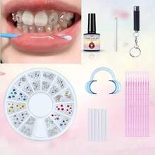 Tooth Gem Set, Teeth Jewelry Set With Glue And Light, Various Shapes Of Gems To Choose From, Professional DIY Teeth Gem Set, Fashion Crystals For Teeth Sweet Smile Gems, Suitable For Parties, EDM Festivals And Christmas. New Year Gift, Highlight Shiny Teeth - One Set - 查看 1