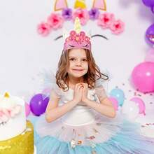 36 Pack Glitter Unicorn Birthday Party Hats With Colorful Horns And Flowers Paper Crown Headbands For Girls' Unicorn Theme Decorations 9 Styles - As Pic - View 2