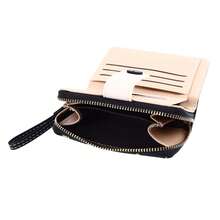 Cartera compacta para mujer con compartimento para monedas con cremallera - Negro - Ver 8