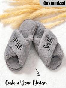Custom Bride Slippers, Fluffy Bridesmaid Slippers, Bride Slipper Personalized, Christmas Party Gift, Fluffy Slippers, Birthday Gift, Mother's Day Gift Mother's Day Graduation, Multi-Functional, Adjustable, Durable, Ornamental, Reusable