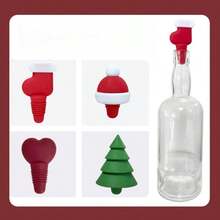 Tampão de vedação de silicone criativo com tema natalino para garrafas de champanhe, vinho e vinho tinto, tampa de silicone para garrafas de vinho, decoração fofa de Natal para garrafas de vinho, competição