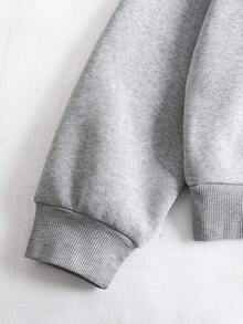 Tween Boy Cartoon Skateboard Print Warm Sweatshirt - Grey - View 6