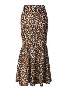 تنورة نسائية أنيقة بطبعة نمر على شكل A، خريفية