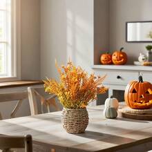 1pc Artificial Fall Foliage Floral Basket, DIY Decor Suitable For Halloween, Thanksgiving Decoration. Can Be Placed On Kitchen, Dining Table To Create A Harvest Atmosphere, Maintenance-Free, Long-Lasting Natural Elegance. Infuses Space With Rich Autumn Ambiance, Also Suitable For Garden Decoration, A Practical And Versatile Item For Holiday And Everyday Use.