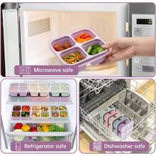 5 Paquete de Bento Caja de Almuerzo, 4 Compartimentos Contenedores de Aperitivos, Caja de Aperitivos Dividida, Contenedores de Almuerzo para Preparación de Comidas para Niños Pequeños y Adultos, Recipientes de Almacenamiento de Alimentos para la Escuela, el Trabajo y los Viajes - Paquete de 5 multicolor - Ver 5