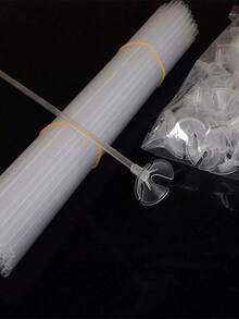 10/20/30/50pcs Plastic Balloon Fixing Buckle And Stick Minimalist Transparent Balloon Stand For Party Use