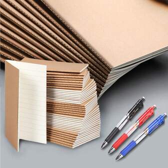 1 pieza Libreta de bolsillo de papel kraft de tamaño A5/pequeño, diario, bloc de notas, cuaderno, páginas en blanco/rayadas, cubierta negra/marrón, ideal para viajes, vuelta al colegio, oficina y útiles escolares