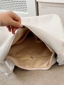 Bolso de mano de pana de unicolor, nueva bolsa de hombro de gran capacidad para hombres, bolso bandolera - Multicolor - Ver 9