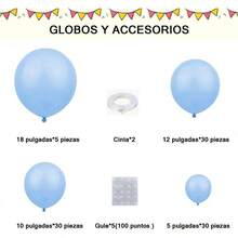 Juego de Globos para Decoraciones de Fiesta,60 globos rojos, negros y dorados para Propuesta, Boda, Cumpleaños, Aniversario etc., set de globos ideal para decoraciones de navidad y Christmas, fiestas de Año Nuevo, eventos románticos, mesas de dulces, fondos para fotos y ambientación elegante del hogar - Azul Claro - 95 piezas - Ver 3