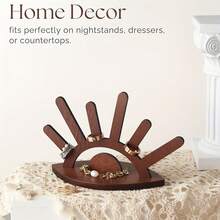 1pc Wooden Ring Holder Display Stand, Cute Ring Jewelry Organizer, Oval Wooden Jewelry Box, Vintage Style Desktop Display Rack, Women's Christmas Birthday Engagement Gift, Jewelry Tower