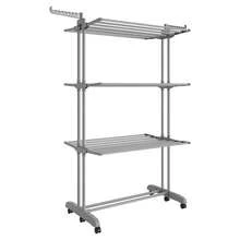 Tendedero Plegable de 4 Niveles, con Ruedas, Alas Plegables, 63,5 x 125,5 x 173 cm, Gran Capacidad, Montaje Fácil, Uso Interior y Exterior, Gris Paloma - gris paloma - Ver 7