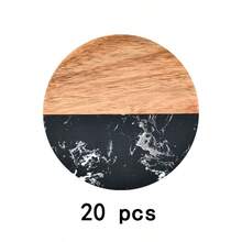 1pc/5pcs/10pcs/20pcs Customized Engraved Black Marble Texture Wooden Coasters, Personalized Coaster Gifts, Housewarming, Wedding, Anniversary Gifts - Black Marble - View 19