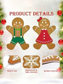 4 buc - decor de brad de Crăciun din turtă dulce, bețișoare de brad de Crăciun din turtă dulce, fulg de zăpadă, casă și bărbat, pentru decor de Crăciun, masă, vază, umplutură, decor de petrecere de sărbători