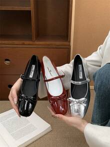 Women Wide Fit Flats - Red - View 1