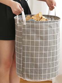 1 coș de rufe rotund pliabil - durabil și de mare capacitate, coș portabil pentru haine murdare cu mâner ușor de transportat - potrivit pentru casă, cămin, depozitare în călătorii, coș de rufe