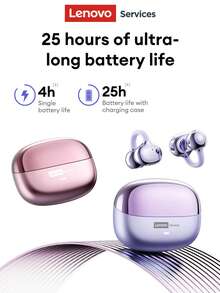 Lenovo LE302 Bluetooth Earphones With Transparent Protective Case, Earhook Style Open-Ear Surround Sound, High-Quality Audio, Low Latency, Music, Gaming, Directional Audio, ENC Noise Cancellation, Clear Calls, Wireless Earbuds For Running