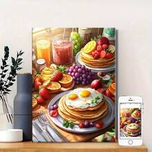 1pc, Vibrant Breakfast Feast Canvas Wall Art - Pancakes, Fried Eggs & Fresh Fruits Kitchen Dining Room Decor / Modern Culinary Print For Home - 彩色 - 查看 2