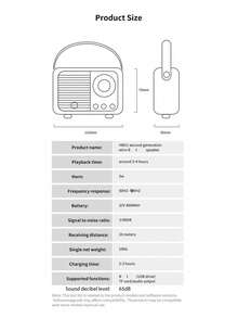 AyeBeau 无线蓝牙音箱，便携式音乐盒，蓝牙免提迷你低音炮，电池容量400mAh 1.48Wh，复古迷你便携式音箱，TF卡，收音机