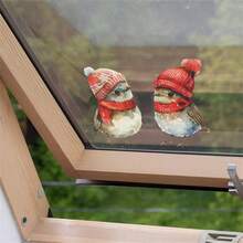 1 pièce Sticker mural de maison d'oiseau, décoration murale de Noël, sticker de fenêtre en verre d'atmosphère d'oiseau avec chapeau de Noël, sticker statique pour salon, chambre à coucher, décoration de pièce, décoration de chambre, décoration de cuisine, décoration murale