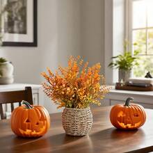 1pc Artificial Fall Foliage Floral Basket, DIY Decor Suitable For Halloween, Thanksgiving Decoration. Can Be Placed On Kitchen, Dining Table To Create A Harvest Atmosphere, Maintenance-Free, Long-Lasting Natural Elegance. Infuses Space With Rich Autumn Ambiance, Also Suitable For Garden Decoration, A Practical And Versatile Item For Holiday And Everyday Use.