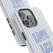 "Love Like Jesus" Christian Phone Case - Blue Stripe & Bible Verse Aesthetic For IPhone |       Cover For IPhone 16 15 14 13 12 SE Max Pro  Galaxy, Gift For Her - 混合色1 - 查看 3