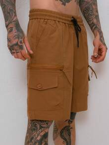 Men's Bermuda Shorts Summer Regular Fit Pocket Drawstring Beach Going Out Night Out Weekend Casual Holiday Sports Cycling Daily Baby Moon Garden Photoshoot Birthday Formal & Evening - 駝色 - 查看 1