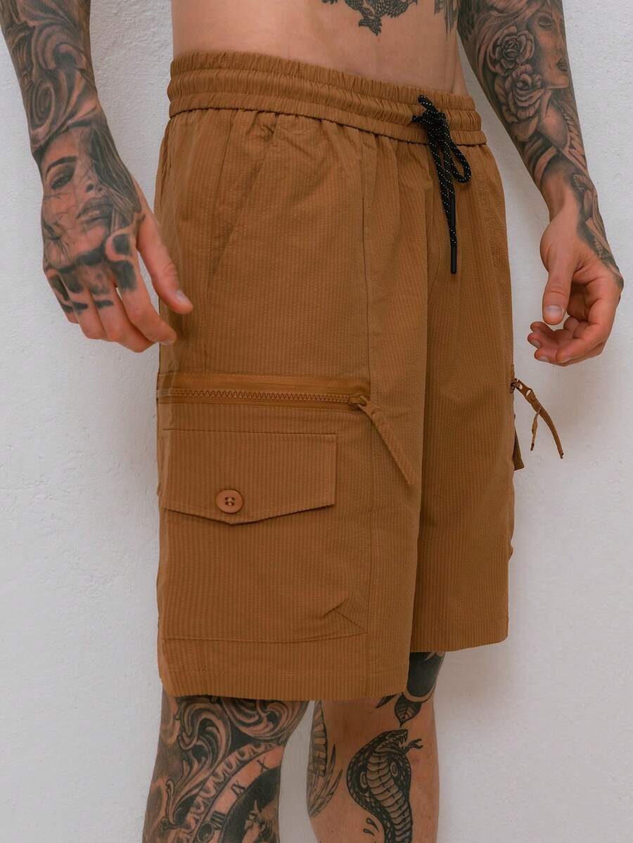 Men's Bermuda Shorts Summer Regular Fit Pocket Drawstring Beach Going Out Night Out Weekend Casual Holiday Sports Cycling Daily Baby Moon Garden Photoshoot Birthday Formal & Evening - 駝色 - 查看 1