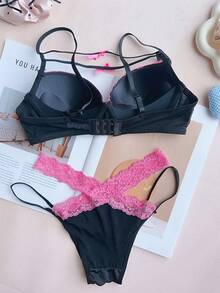 Bra And Panty Set, Breast-Enhancing Bra, Collection Bra, Top And Bottom Set, High-Rise, Underarm Fat Reduction, Shapewear, Shapewear, Glamor - Purple - View 5
