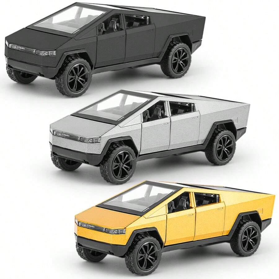1:36 Cybertruck 皮卡车模型玩具，收藏级仿真锌合金回力模型车，压铸皮卡车装饰礼品 - 彩色 - 查看 1